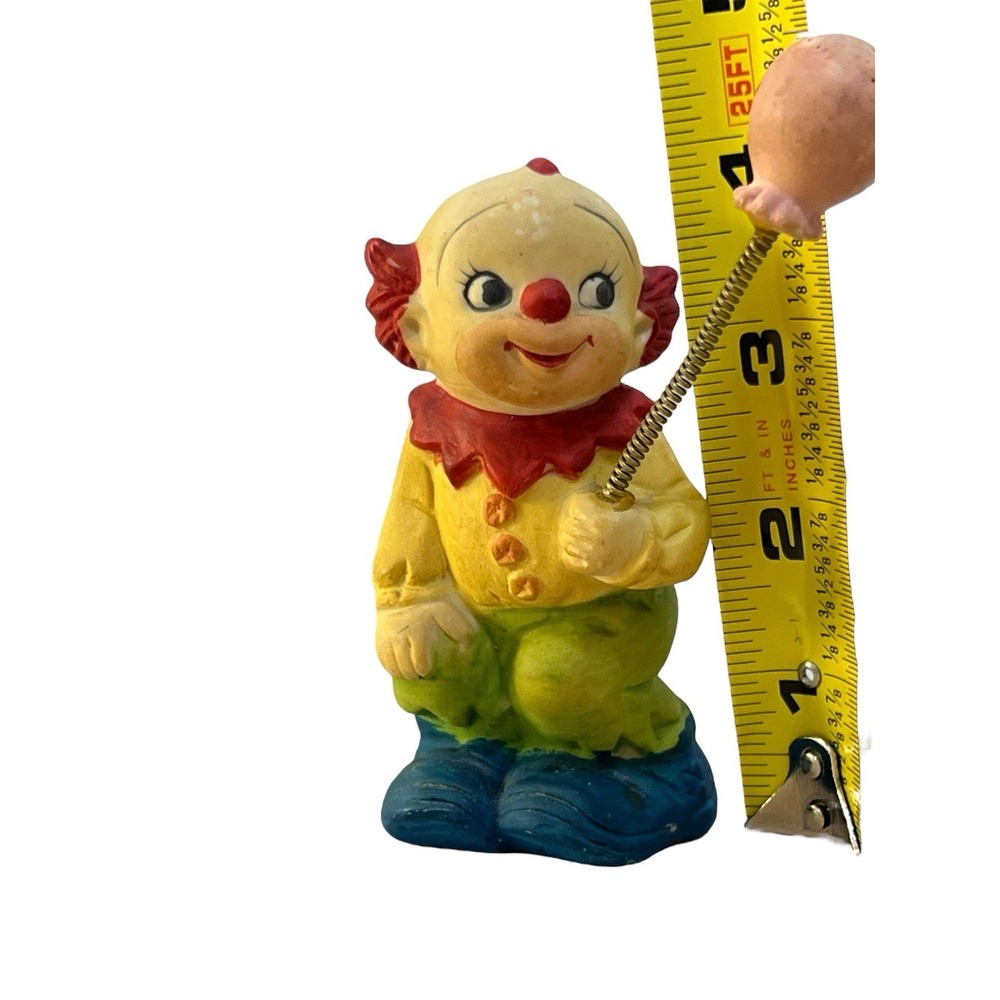 Vintage Hand Painter Porcelain Clown with Balloon on Spring Figurine Korea - Picture 9 of 9